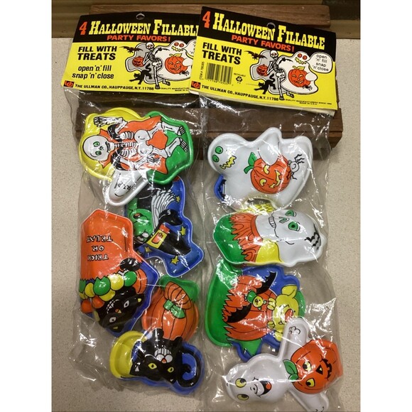 VINTAGE Ullman Halloween Fillable Plastic Party Favors Treat Boxes 2 Sealed Sets - Picture 1 of 16